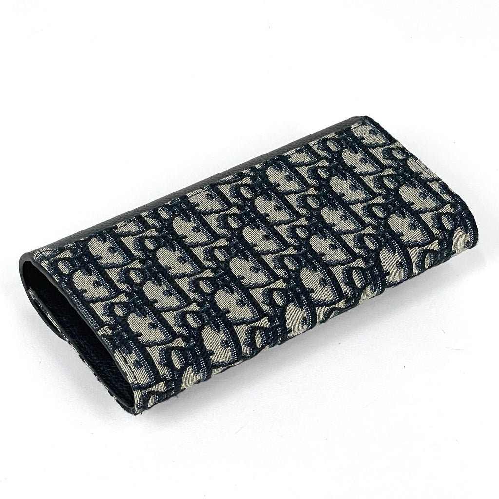 Dior Trotter Pattern Bifold Wallet Saddle Canvas Black — view 2