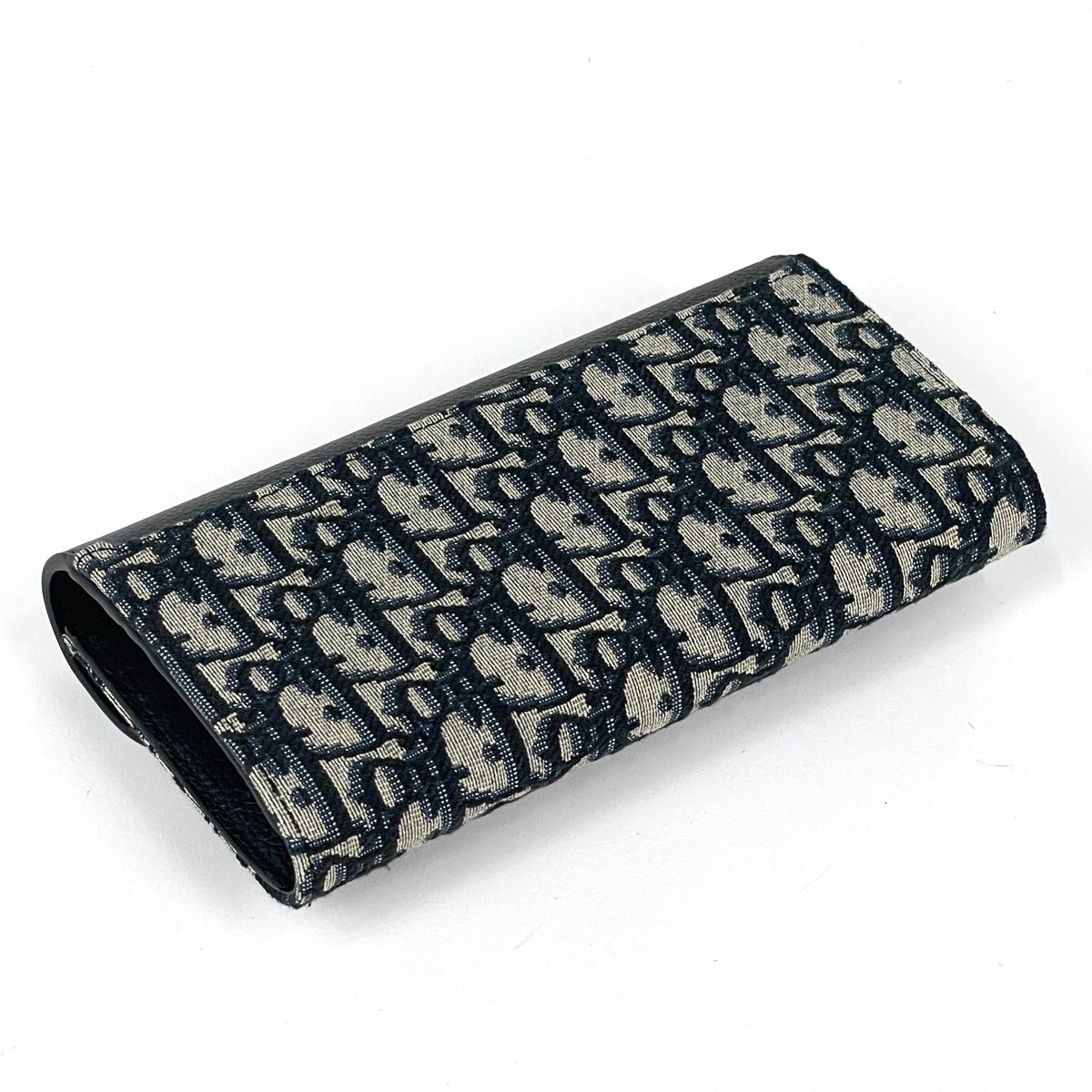 Dior Trotter Pattern Bifold Wallet Saddle Canvas Black — view 2