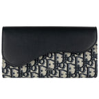 Dior Trotter Pattern Bifold Wallet Saddle Canvas Black