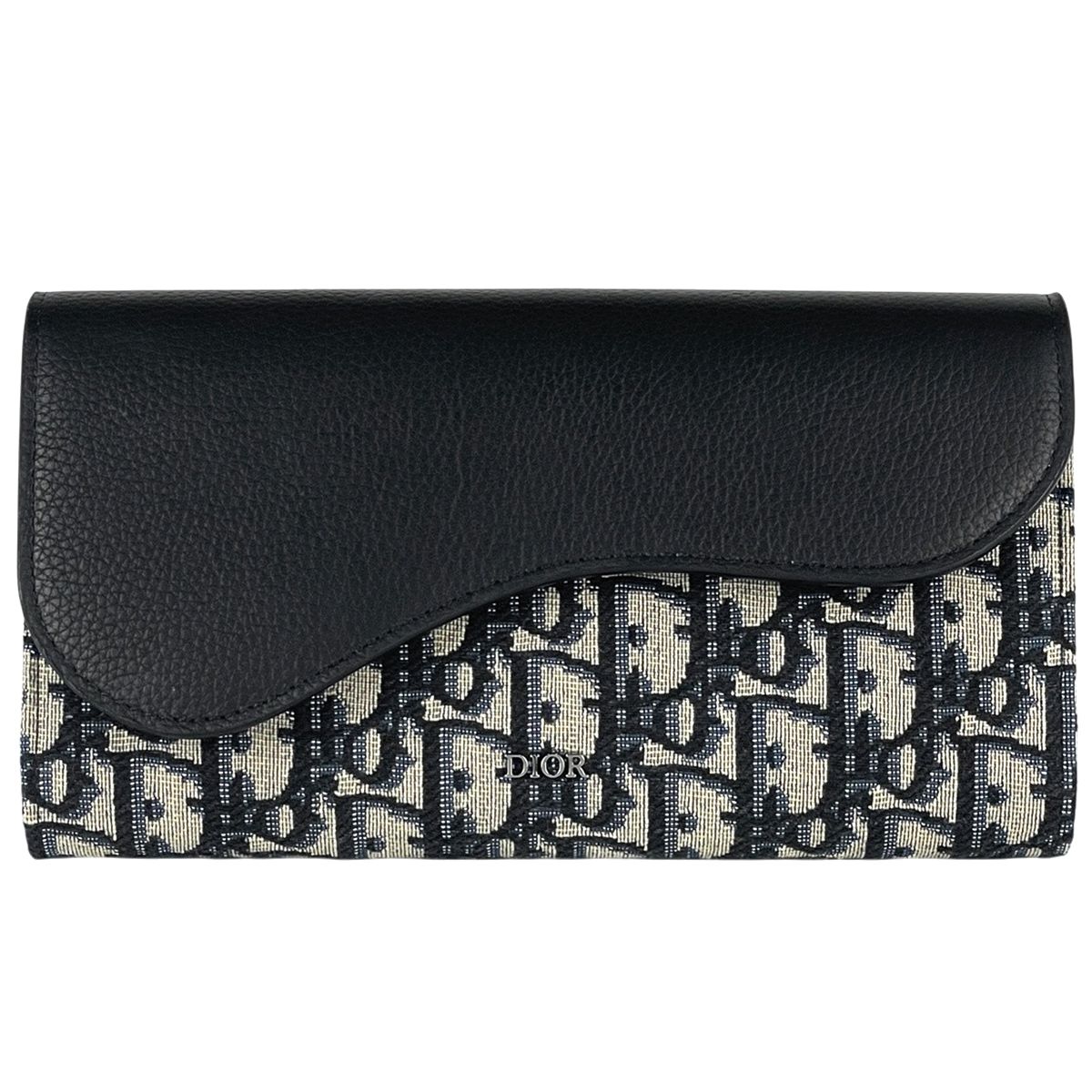 Dior Trotter Pattern Bifold Wallet Saddle Canvas Black