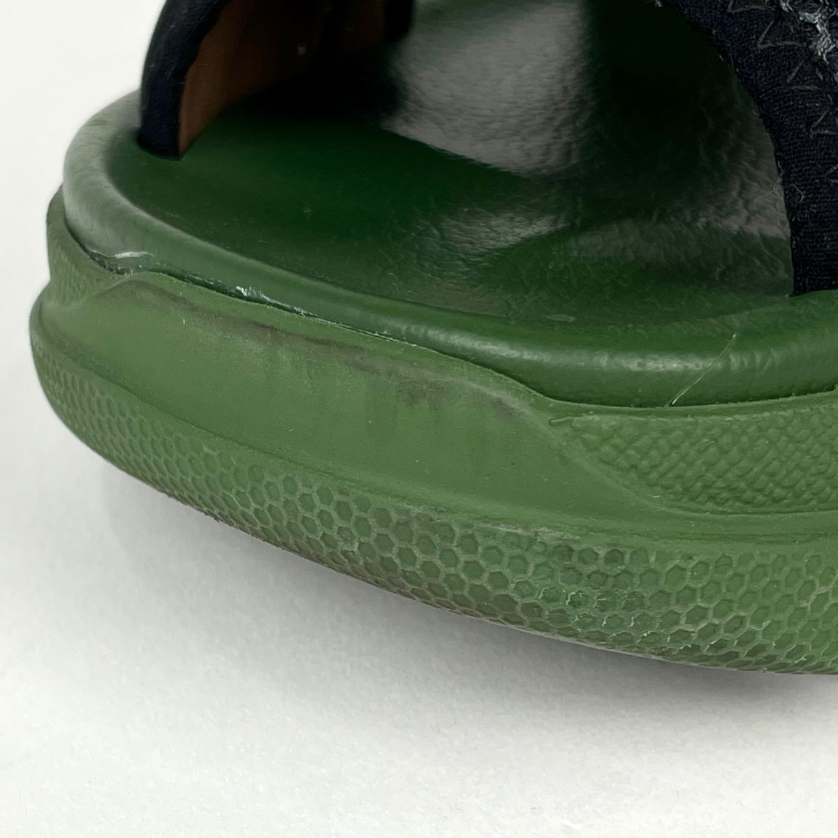 Gucci Logo Mesh Sandals Shoes Leather Rubber Khaki — view 4