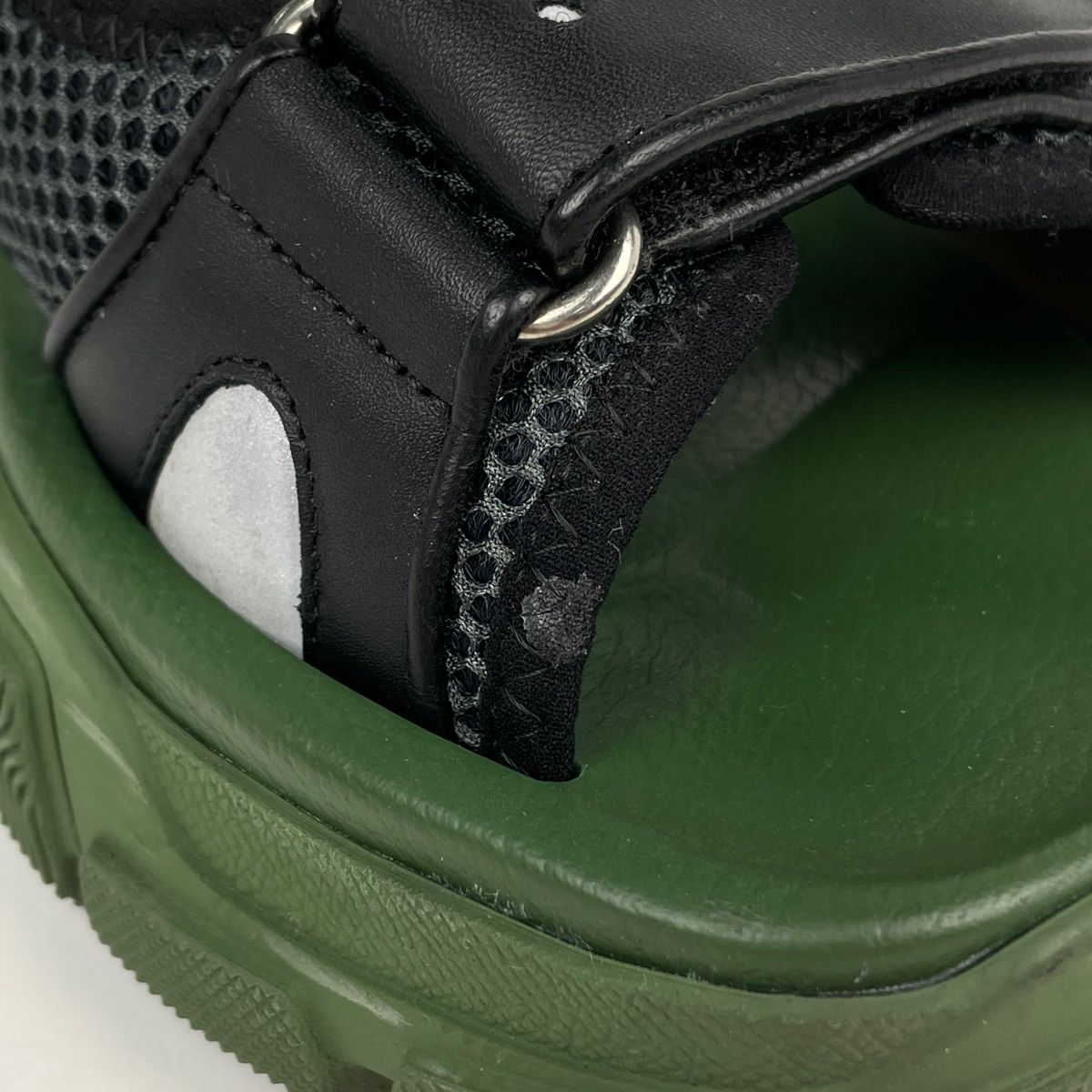 Gucci Logo Mesh Sandals Shoes Leather Rubber Khaki — view 5