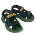 Gucci Logo Mesh Sandals Shoes Leather Rubber Khaki — view 8