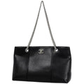 Chanel CC Logo Chain Tote Caviar Leather Black