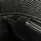 Chanel CC Logo Chain Tote Caviar Leather Black — view 9