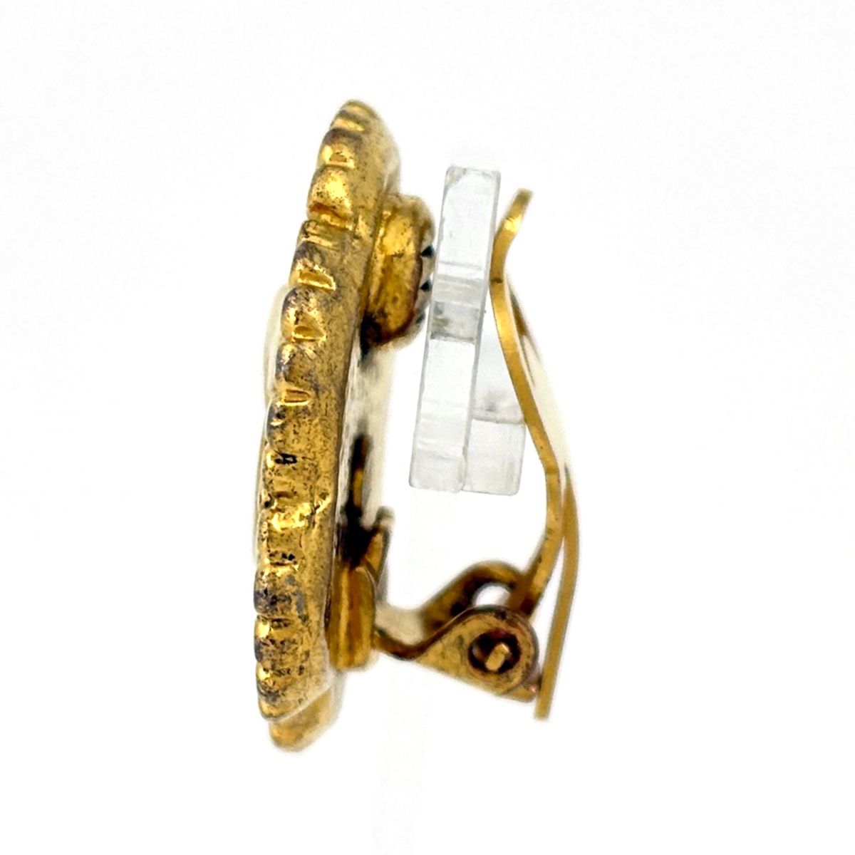 Chanel CC Logo Earrings Flower Motif Gold Plated — view 2