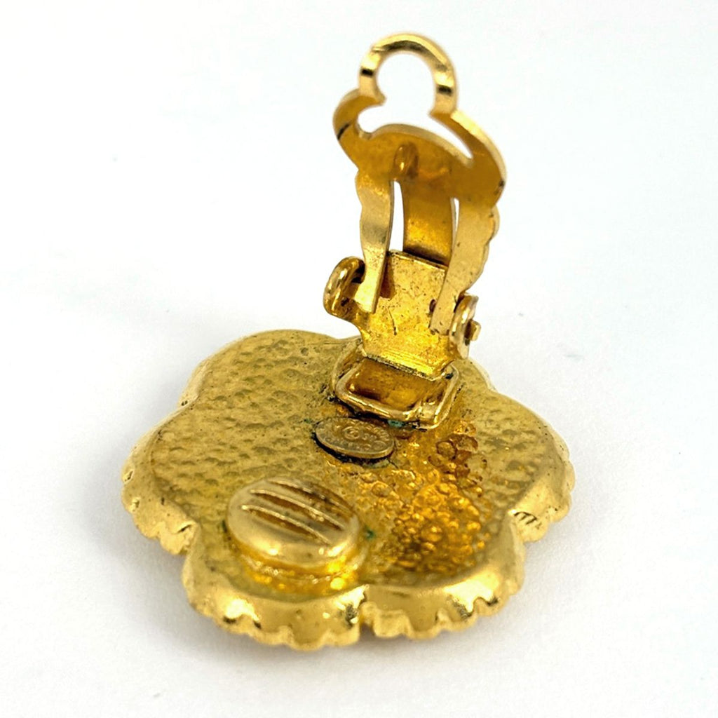 Chanel CC Logo Earrings Flower Motif Gold Plated — view 3