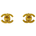 Chanel CC Logo Earrings Turnlock Gold Plated