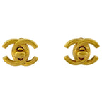 Chanel CC Logo Earrings Turnlock Gold Plated