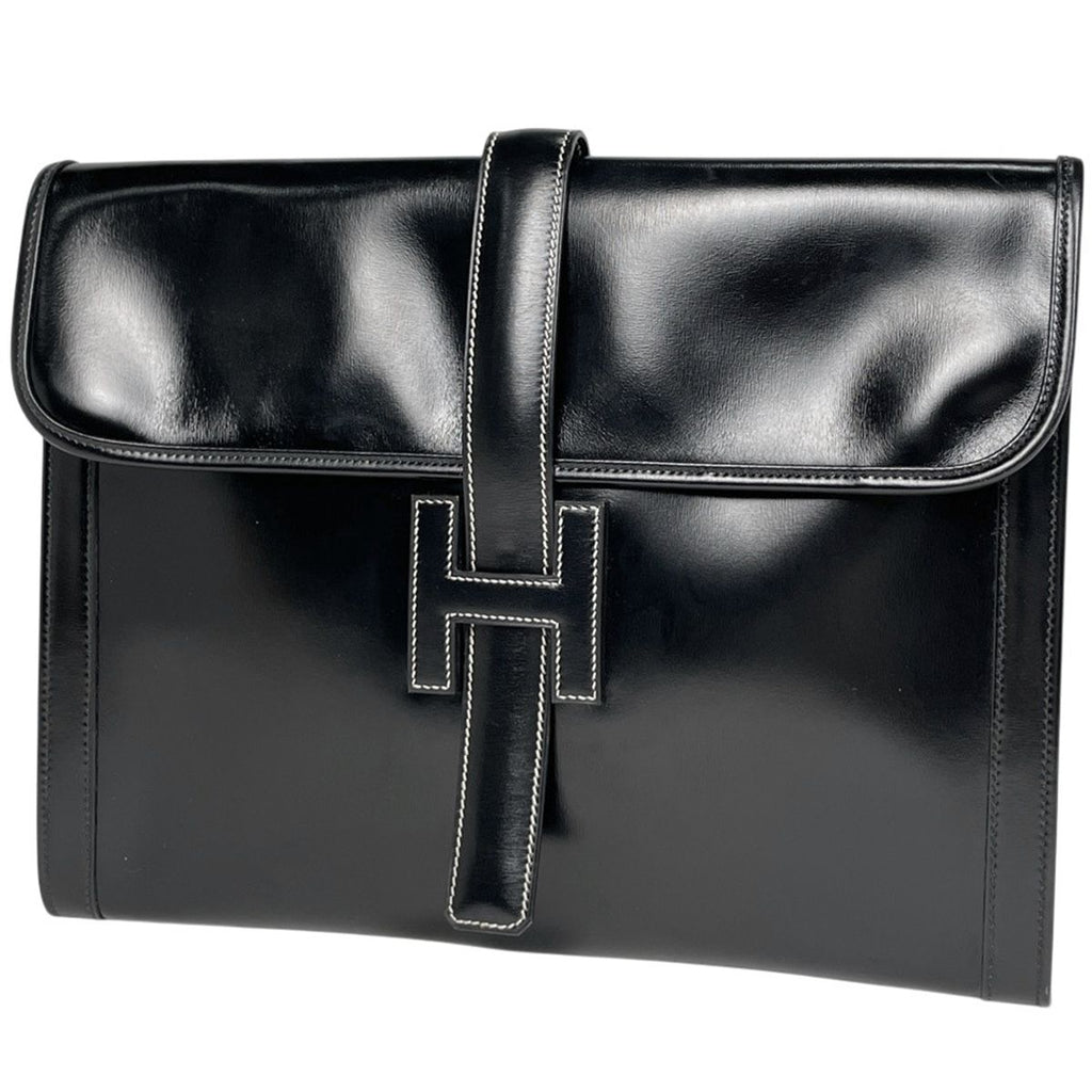 Hermes Gije GM Clutch Box Calf Black