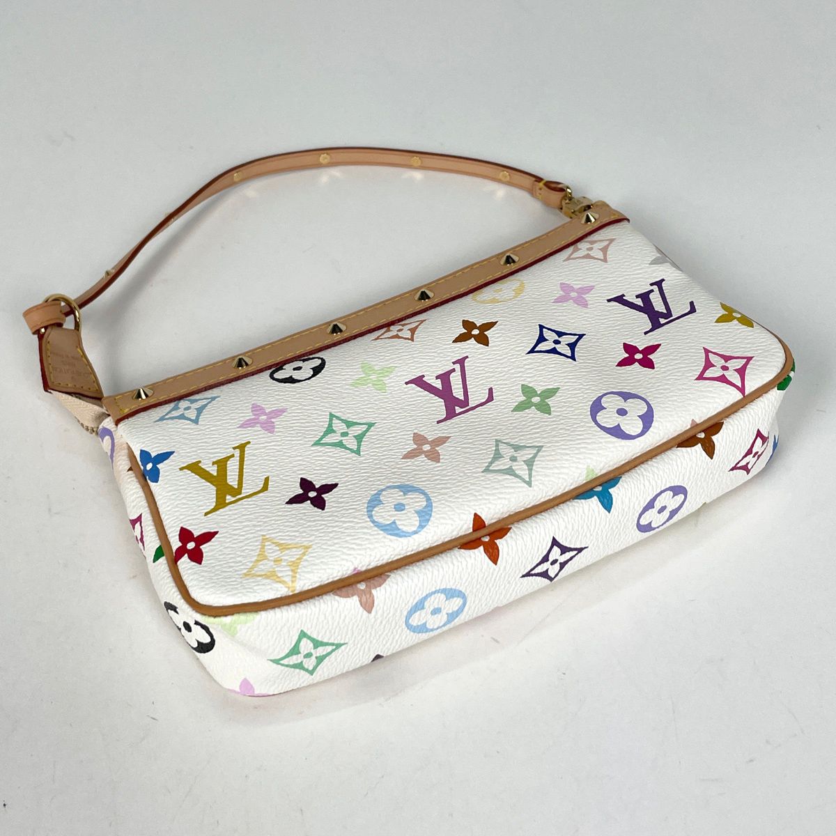 Louis Vuitton Pochette Studs Makeup Pouch Monogram Multicolor Blanc — view 2