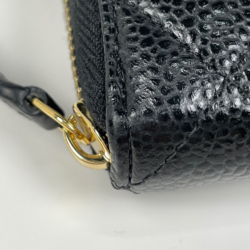 Chanel CC Logo Zip Around Wallet Caviar Leather Black — view 3