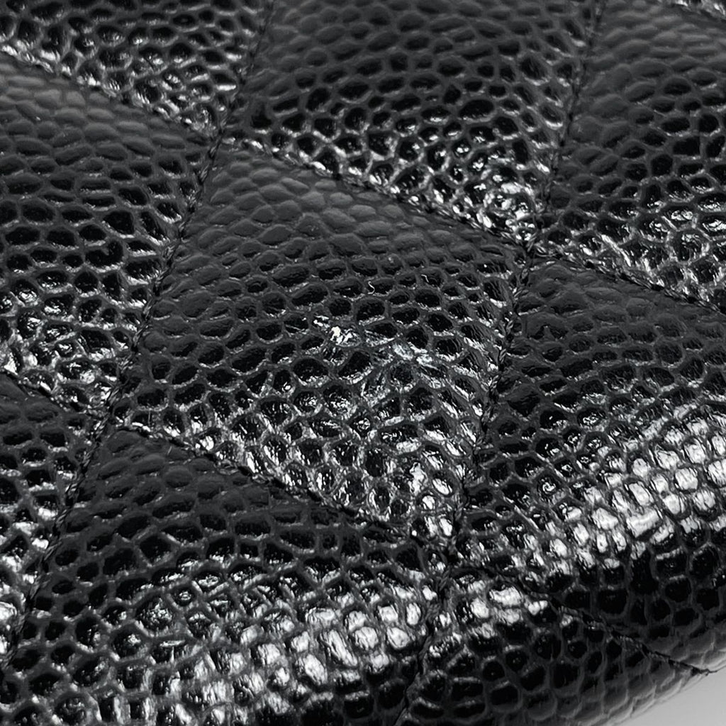 Chanel CC Logo Zip Around Wallet Caviar Leather Black — view 5