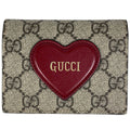 Gucci GG Pattern Bifold Wallet Heart Leather Beige