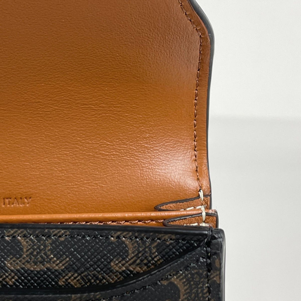 Celine Triomphe Card Case Business Holder Leather Black Brown — view 4