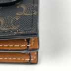 Celine Triomphe Card Case Business Holder Leather Black Brown — view 3