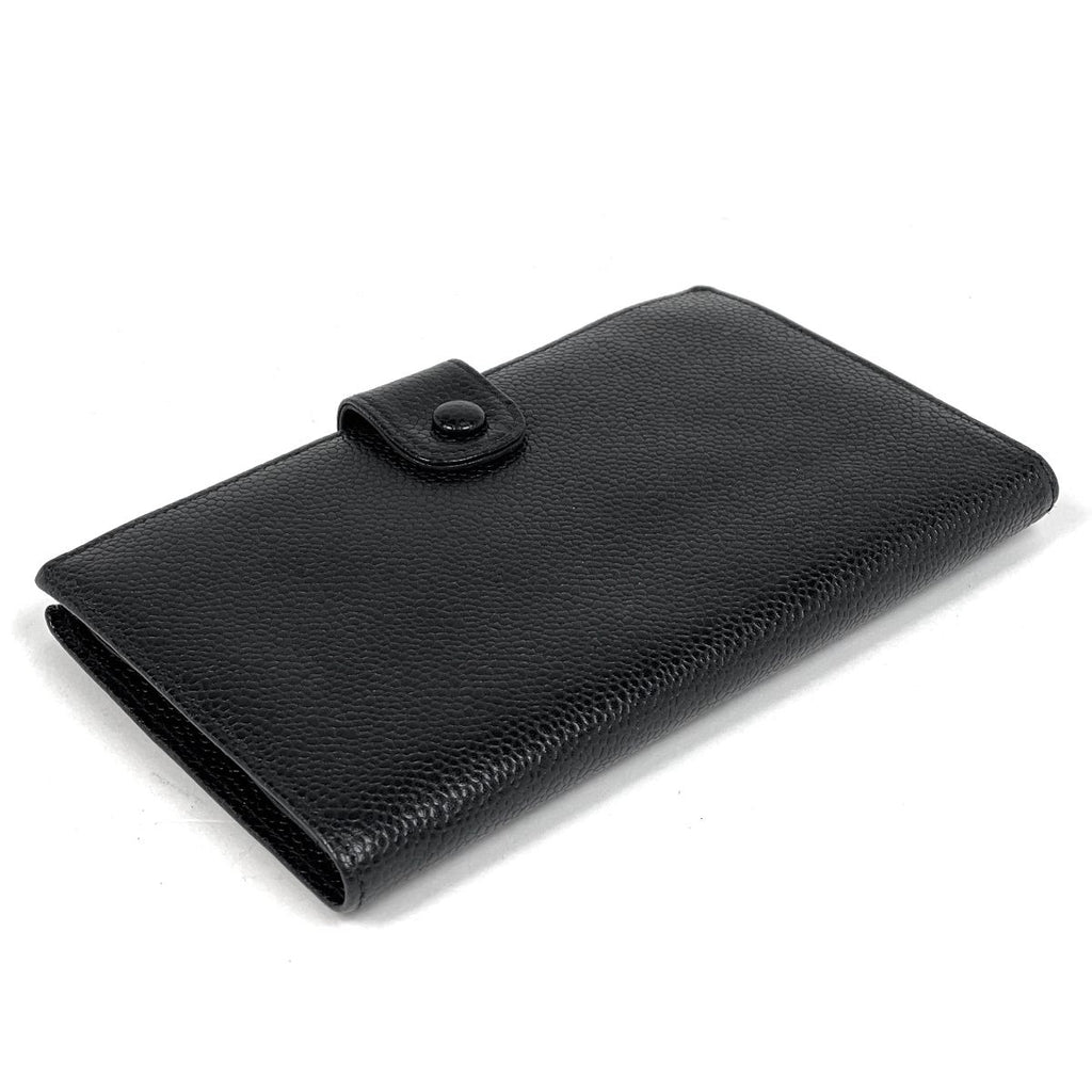 Chanel CC Logo Bifold Wallet Kiss Lock Caviar Leather Black — view 2