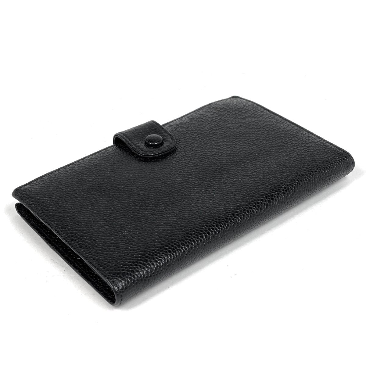 Chanel CC Logo Bifold Wallet Kiss Lock Caviar Leather Black — view 2