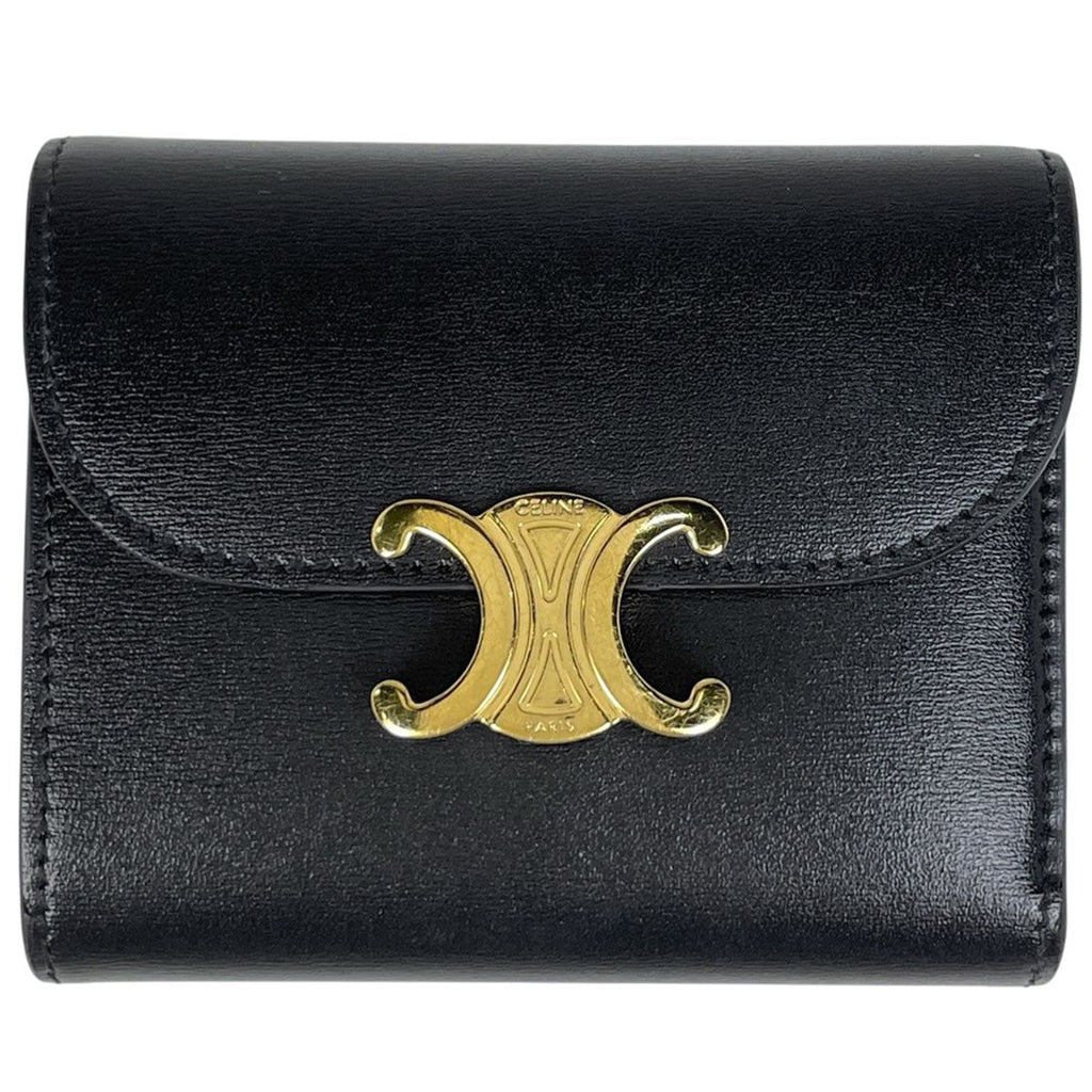 Celine Small Flap Wallet Triomphe Leather Black