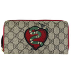 Gucci GG Pattern Zip Around Wallet Snake Beige