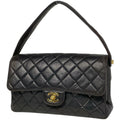 Chanel CC Logo Handbag Quilted Double Face Leather Black