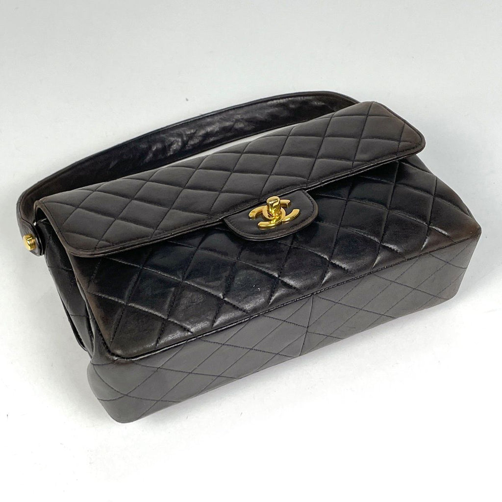 Chanel CC Logo Handbag Quilted Double Face Leather Black — view 2