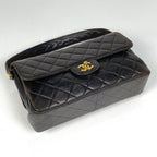 Chanel CC Logo Handbag Quilted Double Face Leather Black — view 2