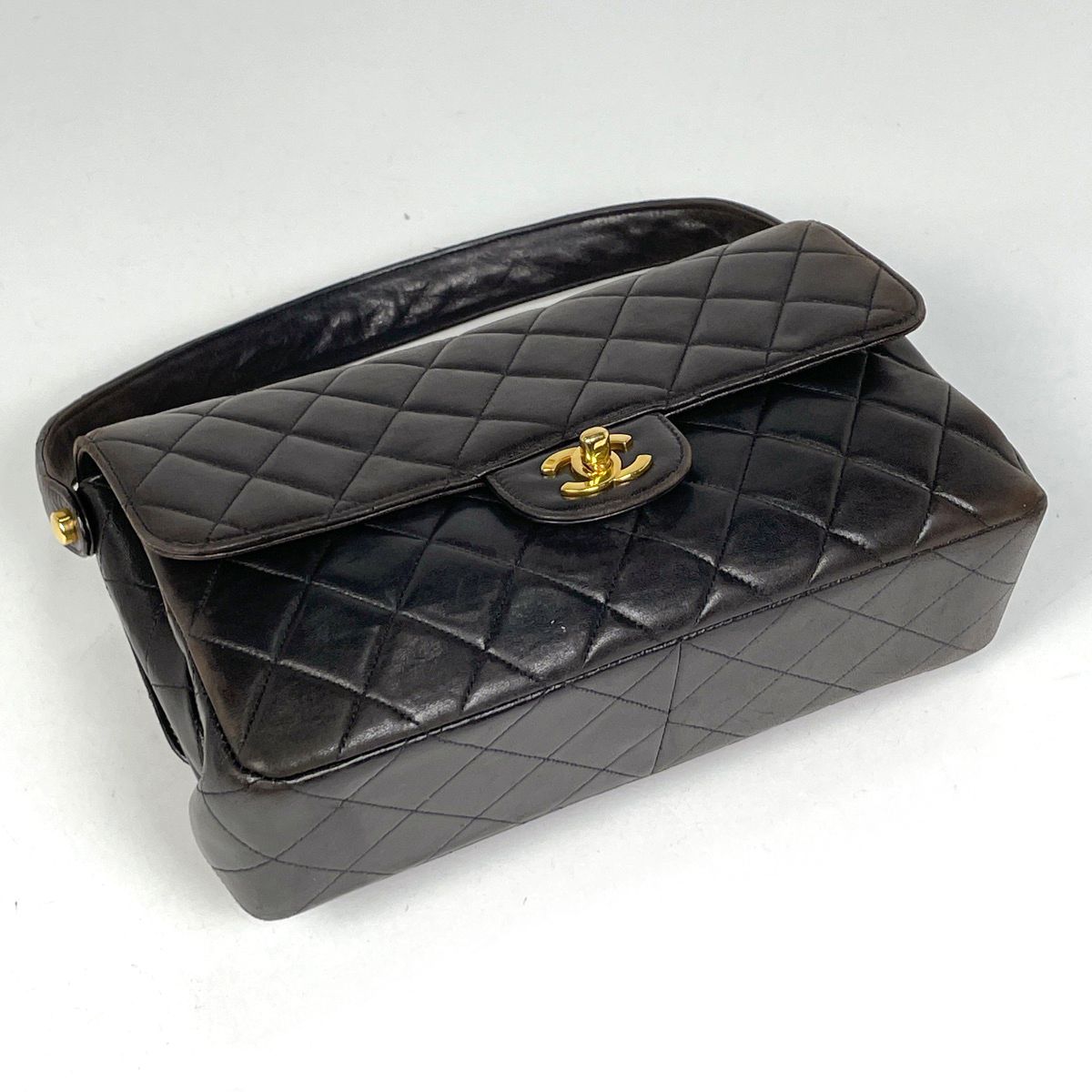 Chanel CC Logo Handbag Quilted Double Face Leather Black — view 2