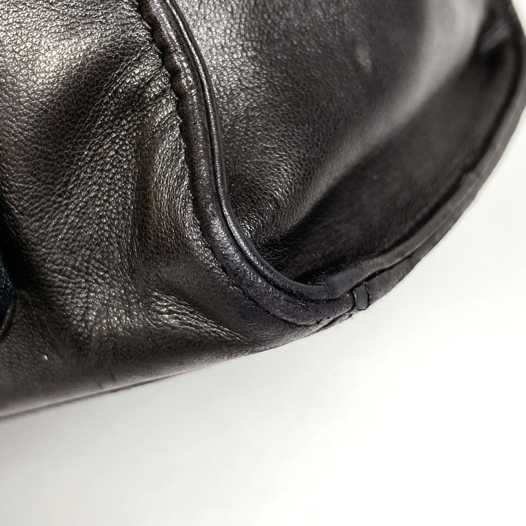 Chanel CC Logo Tote Shoulder Bag Leather Black — view 3