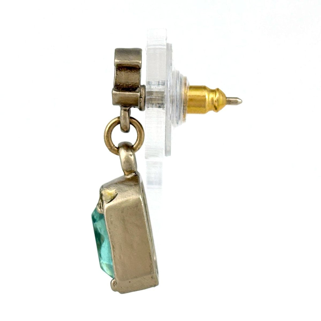 Chanel CC Logo Color Stone Earrings Swing Gripoix Gold Plated Blue — view 2