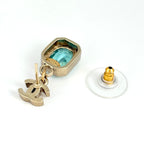 Chanel CC Logo Color Stone Earrings Swing Gripoix Gold Plated Blue — view 3