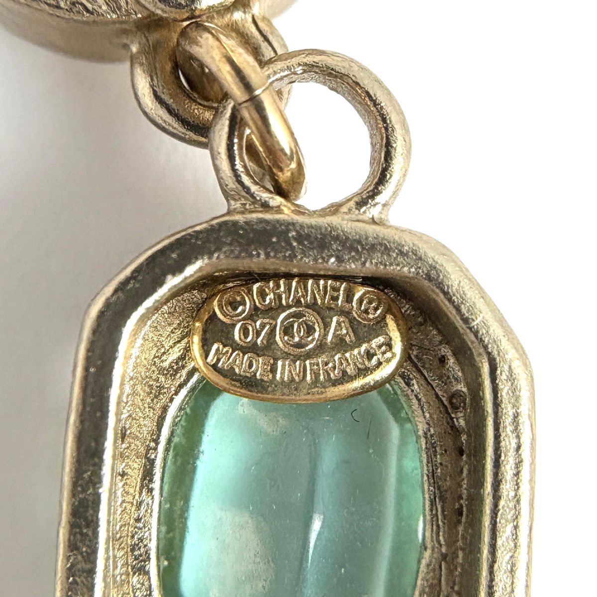 Chanel CC Logo Color Stone Earrings Swing Gripoix Gold Plated Blue — view 5