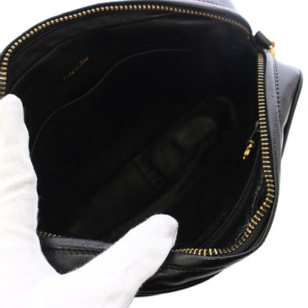Chanel Stitch Fringe Lambskin Chain Shoulder Bag Black KH — view 5