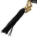 Chanel Stitch Fringe Lambskin Chain Shoulder Bag Black KH — view 7