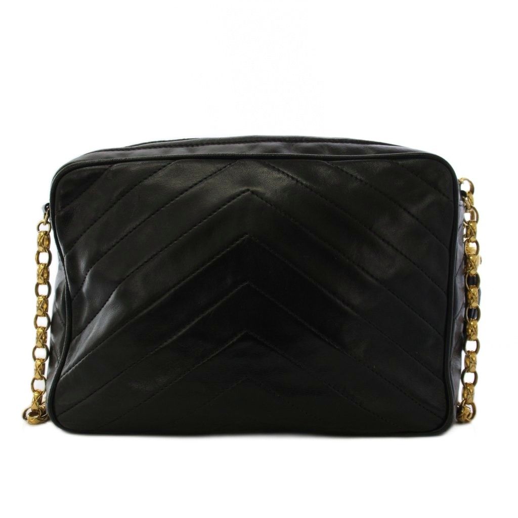 Chanel Stitch Fringe Lambskin Chain Shoulder Bag Black KH — view 3