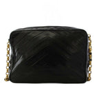 Chanel Stitch Fringe Lambskin Chain Shoulder Bag Black KH — view 3