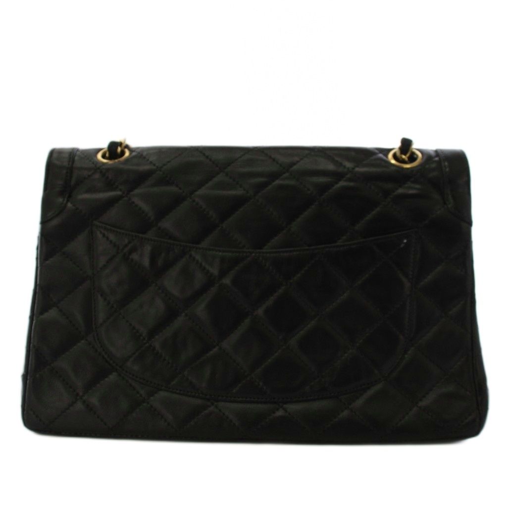 Chanel Quilted Limited Edition Double Flap Chain Shoulder Bag Leather Black KH — view 3