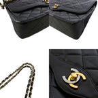 Chanel Quilted Limited Edition Double Flap Chain Shoulder Bag Leather Black KH — view 9