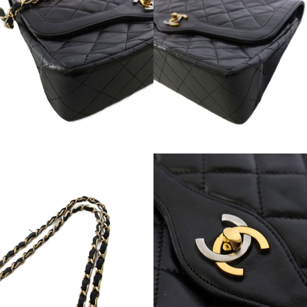 Chanel Quilted Limited Edition Double Flap Chain Shoulder Bag Leather Black KH — view 9