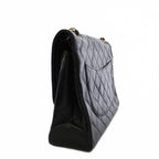 Chanel Quilted Limited Edition Double Flap Chain Shoulder Bag Leather Black KH — view 2