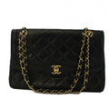 Chanel Quilted Limited Edition Double Flap Chain Shoulder Bag Leather Black KH
