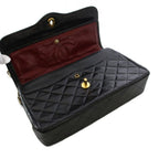 Chanel Quilted Limited Edition Double Flap Chain Shoulder Bag Leather Black KH — view 5
