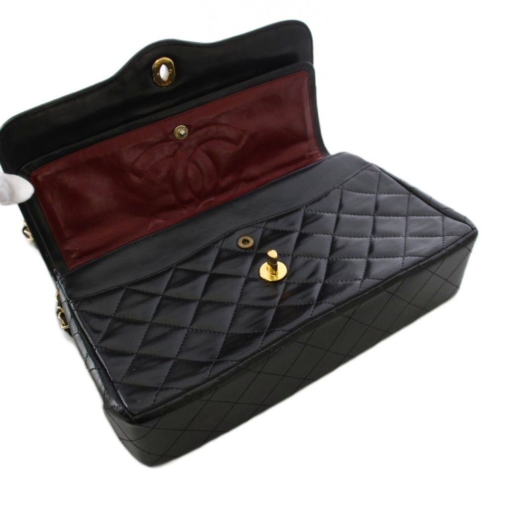 Chanel Quilted Limited Edition Double Flap Chain Shoulder Bag Leather Black KH — view 5