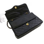Chanel Quilted Limited Edition Double Flap Chain Shoulder Bag Leather Black KH — view 6