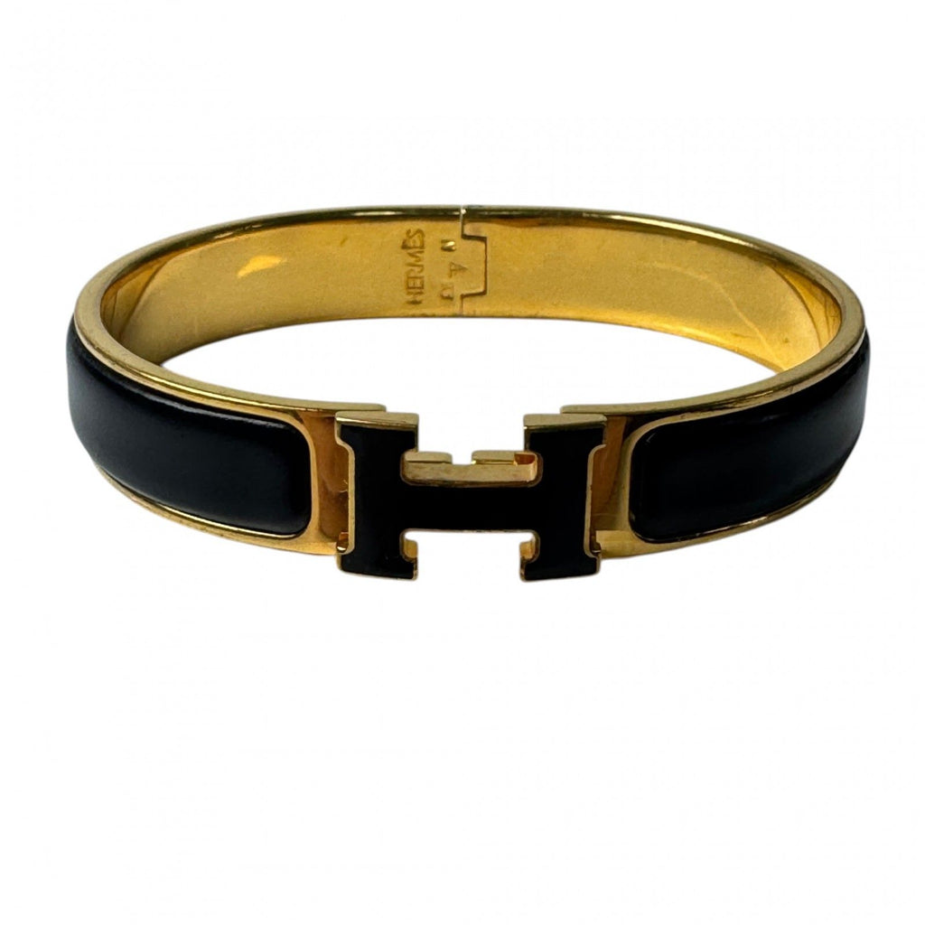 Hermes Clic Clac Bracelet Black Gold