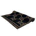 Gucci Shawl Black Beige Yellow GG Pattern Wool Scarf