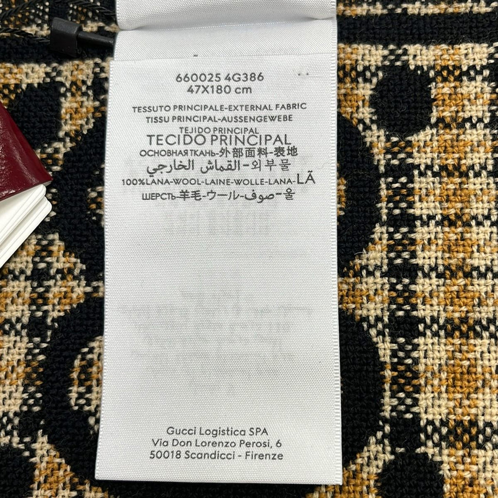 Gucci Shawl Black Beige Yellow GG Pattern Wool Scarf — view 3