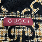 Gucci Shawl Black Beige Yellow GG Pattern Wool Scarf — view 2