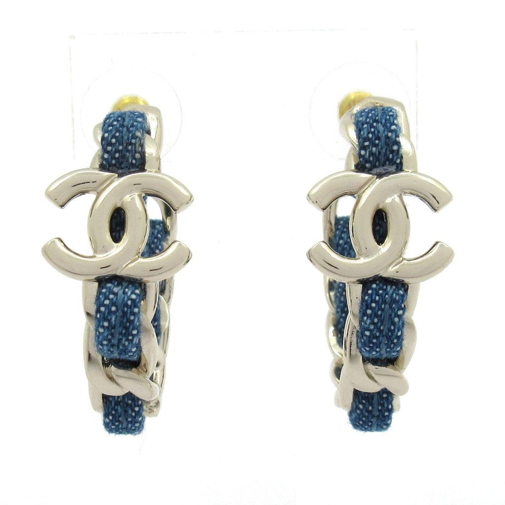 Chanel Earrings Silver Blue