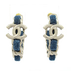 Chanel Earrings Silver Blue